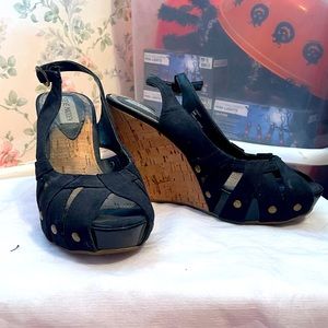 Steve Madden black wedges. Size 6
